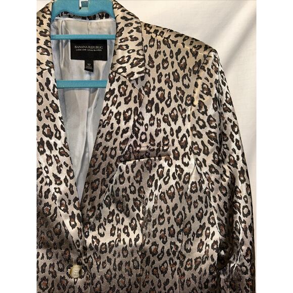 Banana Republic Womens 12 Long & Lean Leopard Print Blazer Career Whimsigoth - Picture 3 of 14